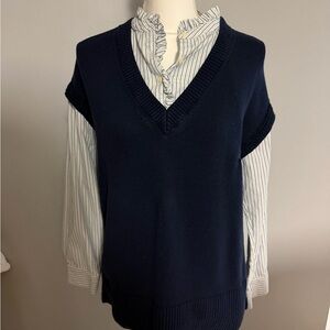 LOFT Navy V-Neck Sweater Vest